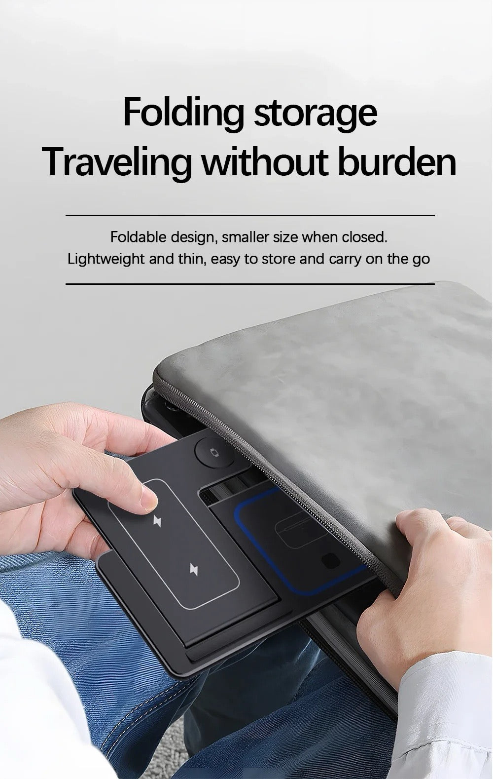 15W 3 In 1 LED Fast Wireless Charger Stand Foldable Charging Station For Smart Phone 15 14 13 12 11 IWatch 9 8 7 6 5 Airpods Pro